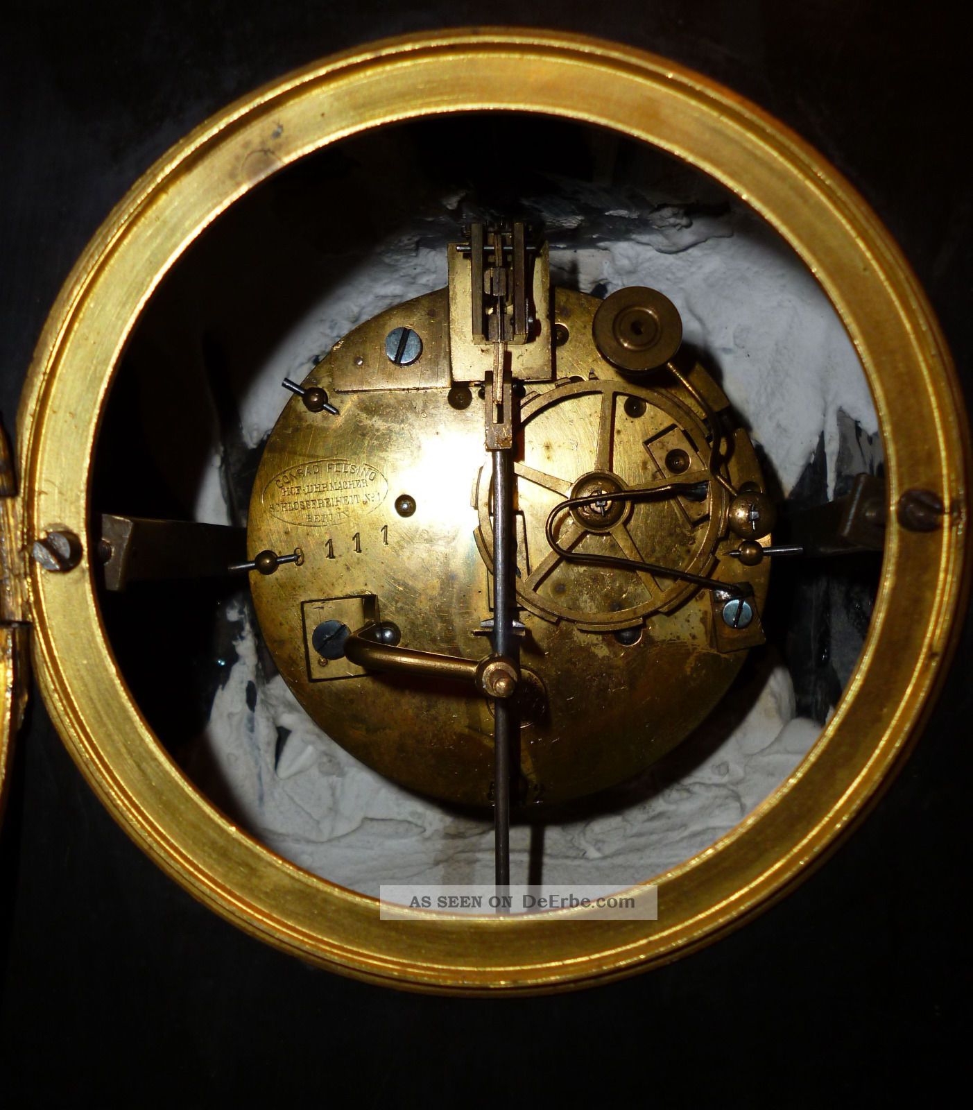 Antike Uhr Marmor Schwarz Ca. 1870 Conrad Felsing Hofuhrmacher Berlin