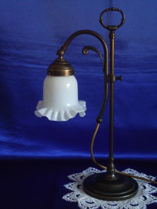Jugendstil Messing/milchglas Tischlampe Tischleuchte 44cm Top Bild