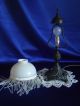Jugendstil Messing/milchglas Tischlampe Tischleuchte Mit Glasfransen 36cm Gefertigt nach 1945 Bild 3