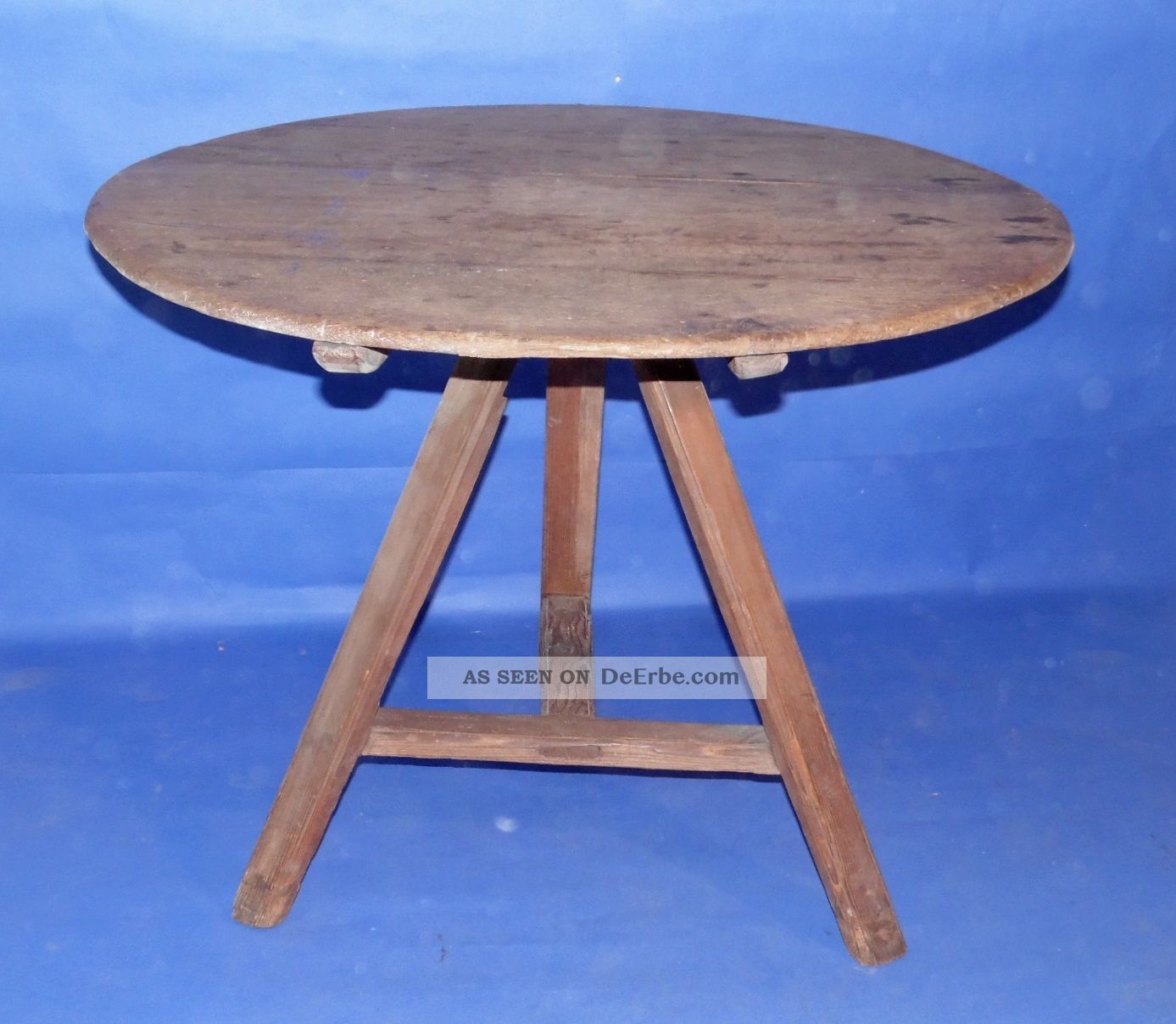 Antiker Holztisch Eiche Mit Runder Tischplatte 18.  / 19.  Jh.  3 - Beinig Zerlegbar Antike Originale vor 1945 Bild