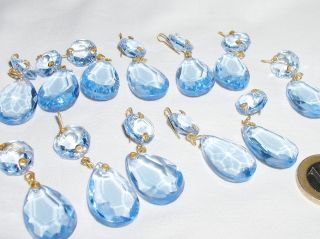 Lüster - Kronleuchter - Prismen Behang Himmelblau Glas 11 Stück Bild