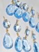 Lüster - Kronleuchter - Prismen Behang Himmelblau Glas 11 Stück Gefertigt nach 1945 Bild 1