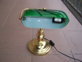 Arbeitslampe Bankerlampe Schreibtischlampe Banker Lamp Tischleuchte Grün/gold Bild