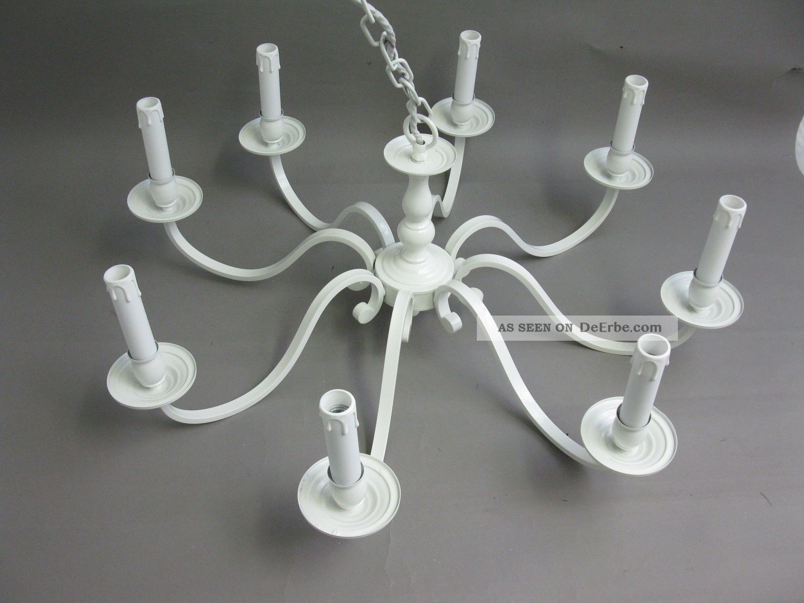 Weißer Porzellan Rosen  Kronleuchter Florentiner Deckenlampe Lüster Lampe 40 cm 