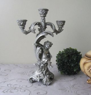 Kerzenleuchter Antik Engel Barock Kerzenhalter Silber Kerzenständer Bild