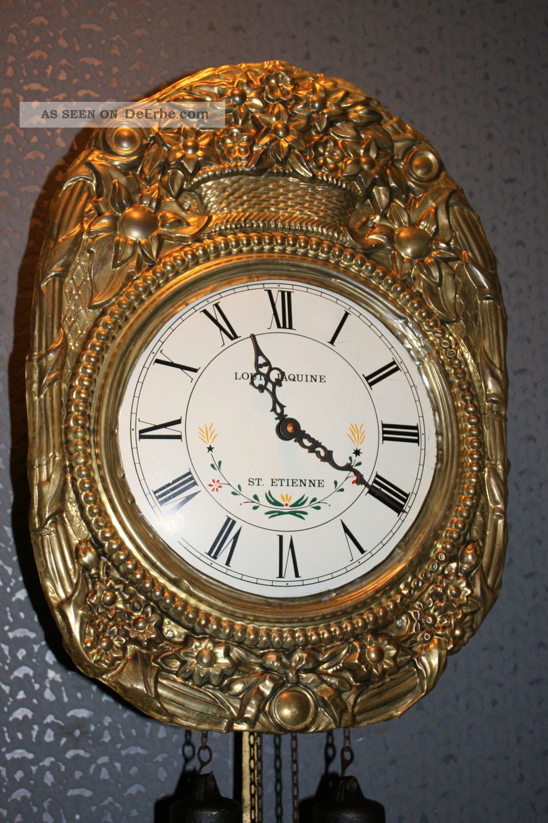 Alte Wanduhren Mit Pendel Und Gewichten Schöne Alte Comtoise /wanduhr Mit Schöne Grose Blumen Pendel