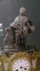 Französische Figuren Pendule Kaminuhr 19 Jhd.  Zinn Messing Vergoldet Antike Originale vor 1950 Bild 2