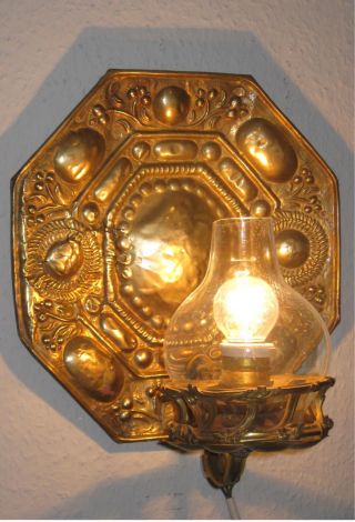 Antike Messing Wandlampe Blaker Zwischen 1880 - 1900 Wandblaker Wandkerzenhalter Bild