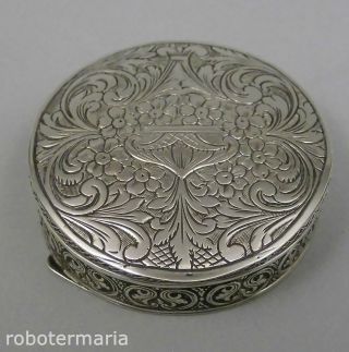 Um 1900: Runde Silber Dose / Tabatiere / Pillendose,  Florale Verzierungen Bild