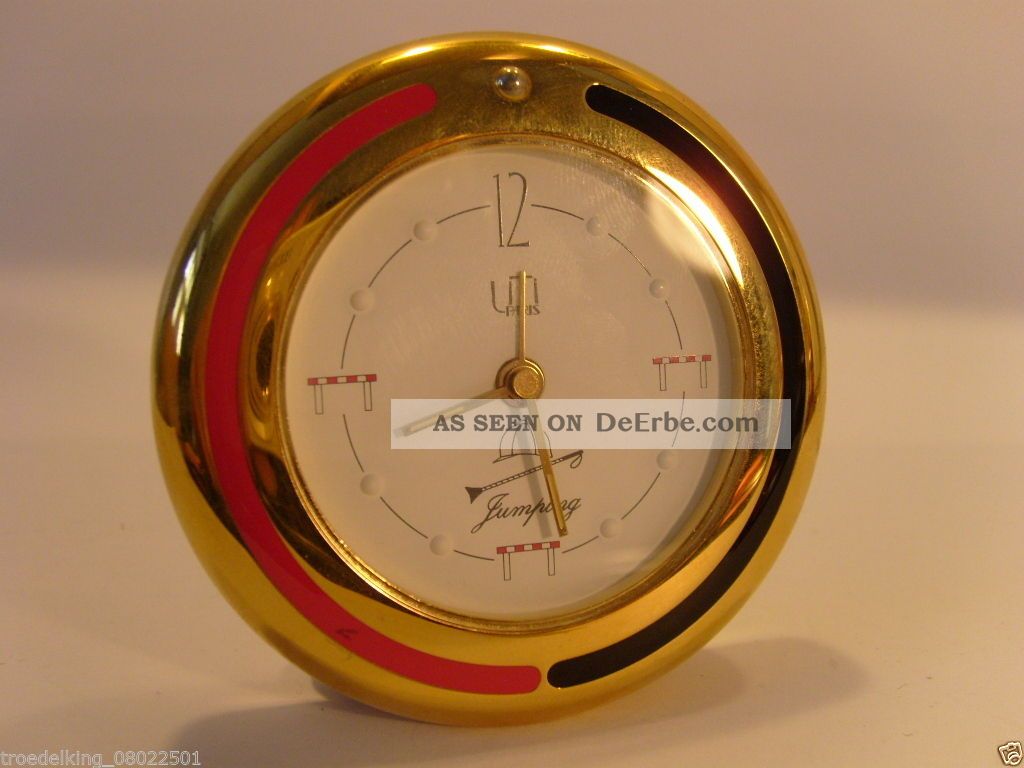 Uti Paris Jumping Uhr Reiten Parcours Tischuhr Massiv Messing Solid Brass Clock Gefertigt nach 1950 Bild