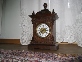 Tischuhr Stockuhr Stutzuhr Kaminuhr Pendule Bracket Clock Junghans Antik Bild
