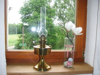 Antik Petroleumlampe Öllampe Messing Tischlampe Top Bild