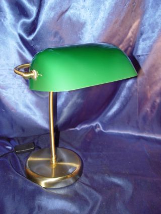 Tischlampe Schreibtischlampe Bankerlampe Im Antik - Stil Glasschirm Grün Messing Bild