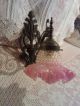 Jugendstil Wandlampe Leuchte Aus Messing Mit Rosé Glasschirm Gefertigt nach 1945 Bild 3