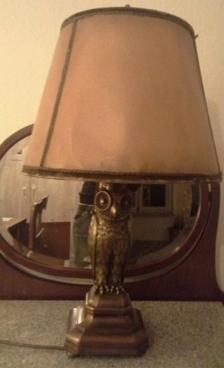 Seltene Lampe Aus Messing Art Deco Mit Bronze Figur Eule Bild