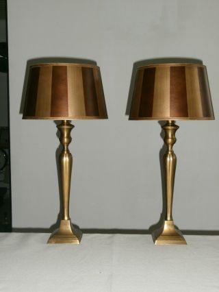 2 ältere Noble Grosse Tischlampen - Tischleuchten Aus Messing,  Landhaus Bild