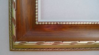 Alter Rahmen Braun Gold Stuck Holz Antik Jugendstil Falz 45,  5x30,  5cm Bild