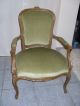 Schöner Barock Sessel Stuhl Antik - Grün,  Samt Stilmöbel nach 1945 Bild 1