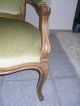 Schöner Barock Sessel Stuhl Antik - Grün,  Samt Stilmöbel nach 1945 Bild 6