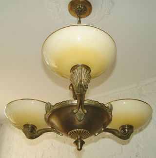 Antike Decken Hänge Lampe Art Deco Kronleuchter Frankreich Um 1930 Bild