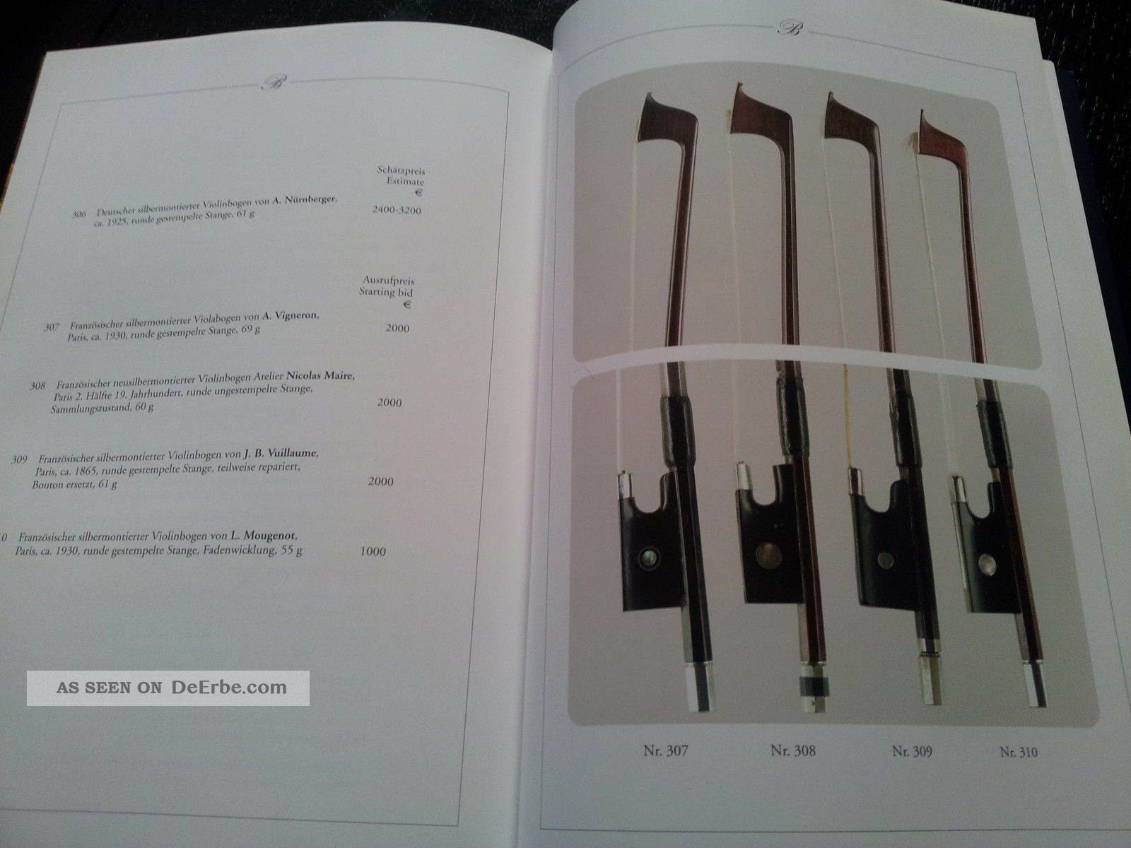 Bongartz Kat. Feine Streichinstrumente, Bögen November 2007