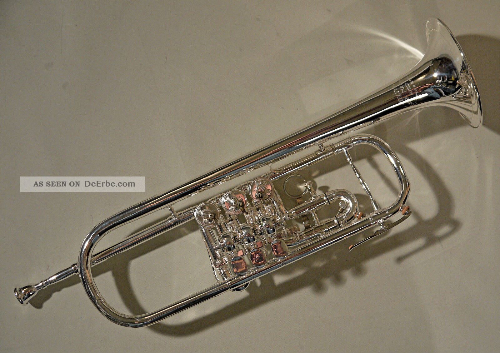 Melton B - Konzert - Trompete – Komplett überholt; Versilbert - Trigger 3.  Zug Blasinstrumente Bild
