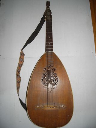 Laute Gitarrenlaute Leicht Reparaturbedürftig Altes Instrument Musikinstrument Bild