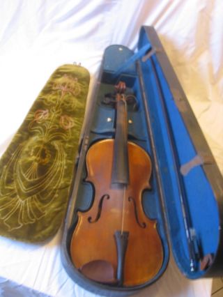Uralte Geige Holzkoffer Bogen Bild