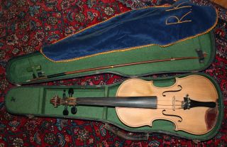 Antike,  Alte 4/4 Geige Mit Koffer U.  Bogen,  Zum Aufarbeiten Bild