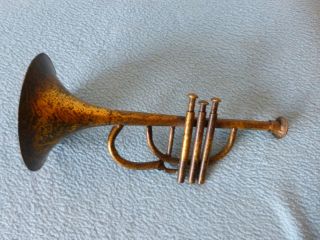 Zier Trompete Instrument Deko Metall RaritÄt Alt Selten Kupfer Nostalgie Sammler Bild