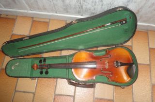 Antike 3/4 Geige Violine Eduard Heidegger Linz Mit Bogen Und Geigenkoffer Bild