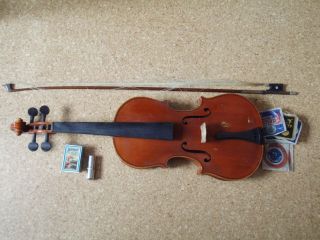 Geige 4/4 Violine U.  Bogen Antonius Stradivarius Nach Stradivari Made In Germany Bild