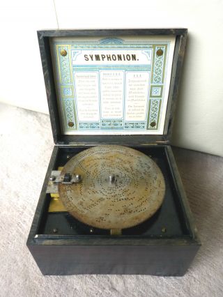 Antike Spieluhr Symphonion Simplex (uhrwerkantrieb) Mit 7 Stahlplatten D.  R.  P. Bild