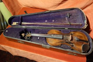 Mittenwälder Geige Mit Schnitzerei,  Modell Steiner,  Um 1880,  Wohl Zigeunergeige Bild
