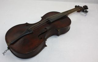 Antike Geige Datiert 1874 Handgeschriebener Klebezettel Zweiteiliger Boden Bild