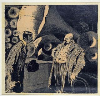 Alter Stich Lithografie Um 1909 - Grammophon Orchestrion Bild