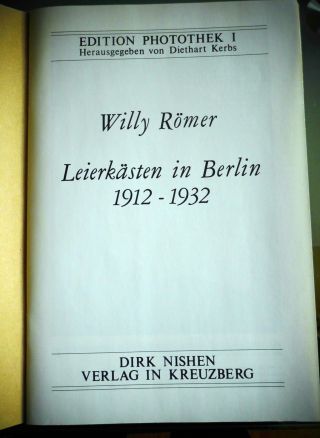 Leierkästen In Berlin,  1912 - 1932,  Edition Photothek I,  Diethart Krebs Bild