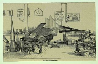 Alter Stich Edisons Laboratorium Phonograph Bild