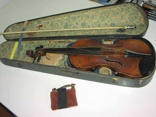 Sehr Alte Geige - - - Mit Koffer Und Bogen Bild