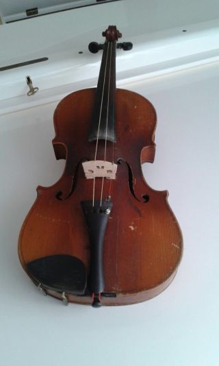 Antike Violine 4/4,  1921 Gekauft,  Boehmen Mit Geigenkasten Bild