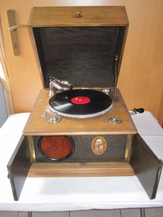 Altes Grammophone Odeonette Holz Bild