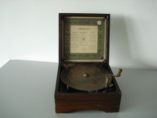 Antike Symphonion,  Stahlspielplatte Spielwalze Im Holzkasten Um1880 Ansehen Bild