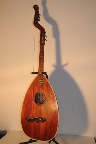 Große Fein Geschnitzte Laute 12 - Saitig Gitarre Baßlaute Um 1900 Bild