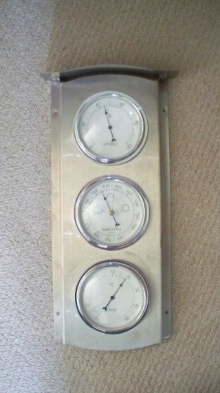 Kombination Barometer - Hygrometer - Thermometer In Metallhalter Bild