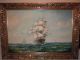 Sehr Großes Ölgemälde Segelboote Segelschiffe Auf Offenem Meer Gemälde Signiert Nautika & Maritimes Bild 3