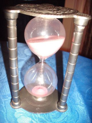 Sanduhr Zinn Glas Laufzeit 25min Glasenuhr Eieruhr Alte Stundenuhr Bild