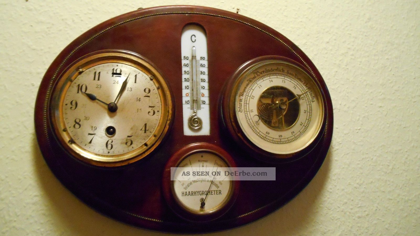 Altesthermometer,  Barometer; Haarhygrometer Und Uhr Deutsche Instrumente Wettergeräte Bild