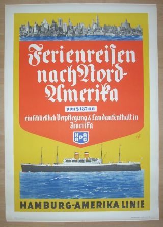 Reedereiplakat Hapag Plakat Fuss Schiffahrt Maritim Poster Reederei Bild