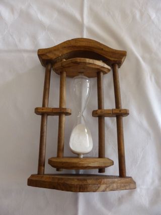 Antike Sanduhr / Halbstundenglas Aus Holz,  Eiche,  30 Min 1/2 Stunde,  Rustikal Bild