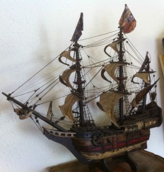 Shabby Chic Modellsegelschiff Segelboot Schiffsmodell Mayflower 1602 Bild